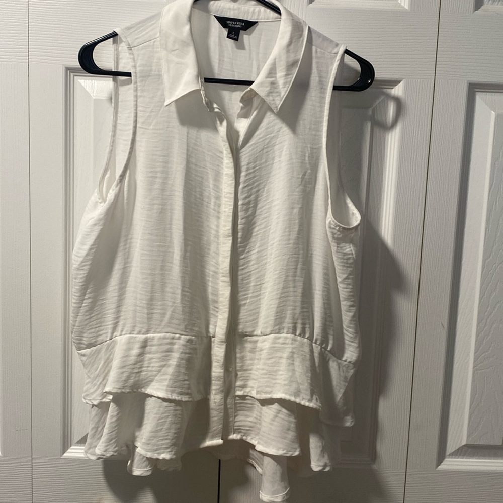 Simply Vera Vera Wang White Sleeveless Boxy Blouse Size Large